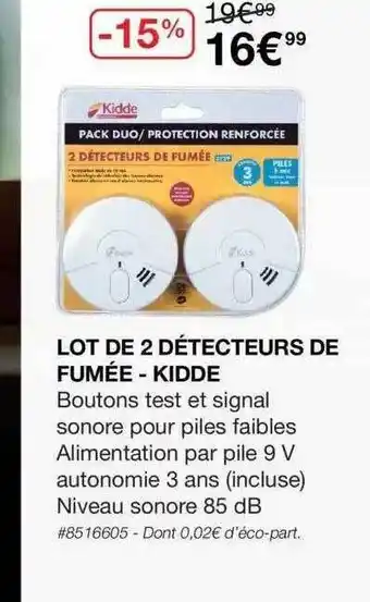 Costco Lot De 2 Détecteurs De Fumée - Kidde offre