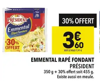 Supeco PRÉSIDENT EMMENTAL RAPÉ FONDANT offre