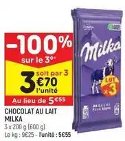 Leader Price Milka - chocolat au lait offre