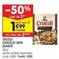 Leader Price Quaker - cruesli chocolat noir offre