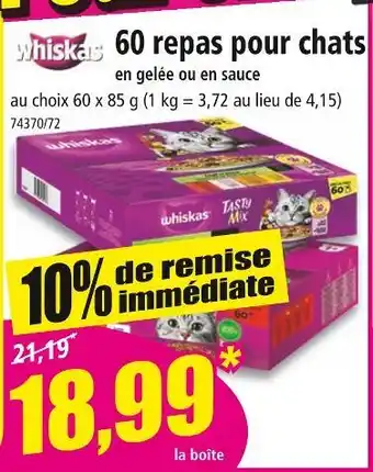 Norma Whiskas 60 repas pour chats offre