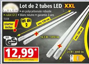 Norma I-GLOW Lot de 2 tubes LED XXL offre