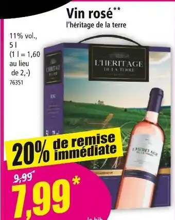 Norma l’héritage de la terre Vin rosé offre