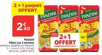 Maximarché Panzani Pâtes Les 3 minutes offre