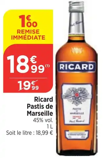 Maximarché Ricard Pastis de Marseille 45% vol. offre