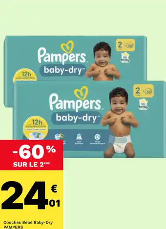 Carrefour Couches Bébé Baby-Dry PAMPERS offre