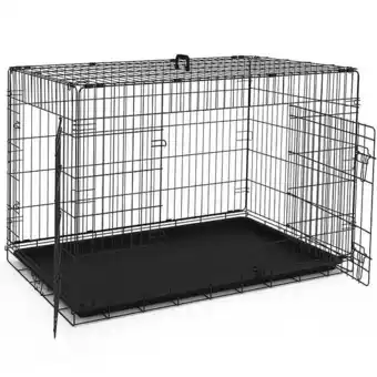 Bricorama VOUNOT Cage pour chien pliable avec 2 portes verrouillable plateau amovible 122x75x81cm offre