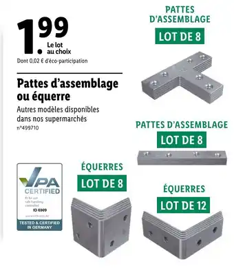 Lidl Pattes d'assemblage ou équerre offre