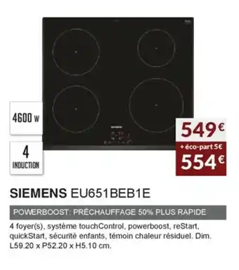 Copra Siemens EU651BEB1E offre