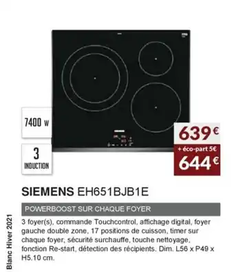Copra Siemens EH651BJB1E offre