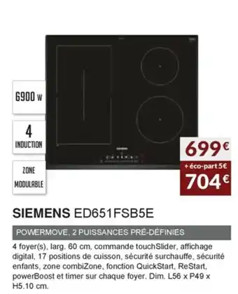 Copra Siemens ED651FSB5E offre