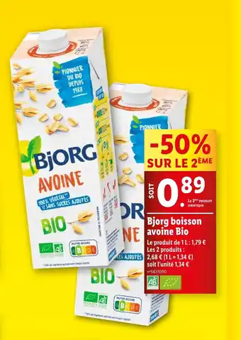 Lidl Bjorg boisson avoine Bio offre