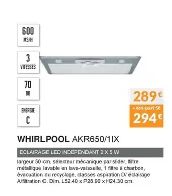 Copra Whirlpool AKR650/1IX offre