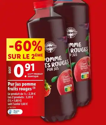 Lidl Pur jus pomme fruits rouges offre