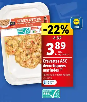 Lidl Crevettes ASC décortiquées marinées (2) offre