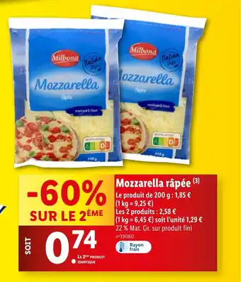 Lidl Mozzarella râpée offre