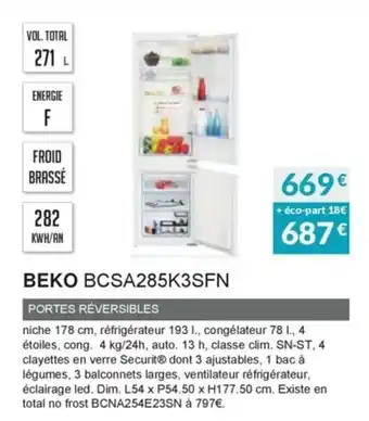 Copra Beko BCSA285K3SFN offre