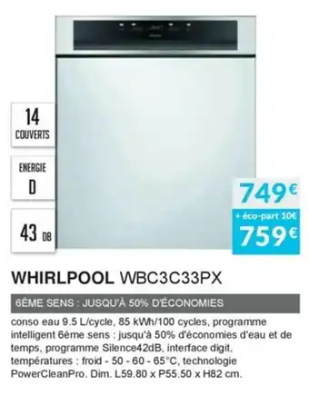 Copra Whirlpool WBC3C33PX offre