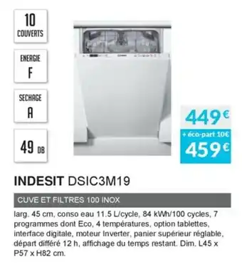 Copra Indesit DSIC3M19 offre