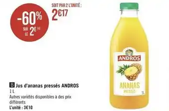 Géant Casino Andros - jus d'ananas pressés offre