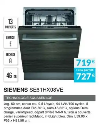 Copra Siemens SE61HX08VE offre