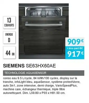 Copra Siemens SE63HX60AE offre