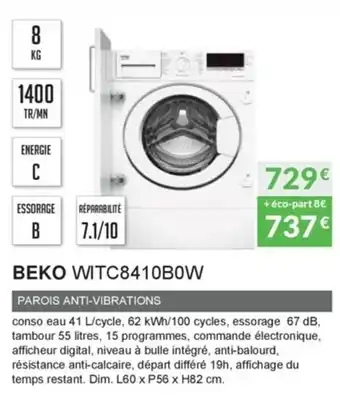 Copra Beko WITC8410B0W offre