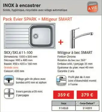 Copra INOX à encastrer offre