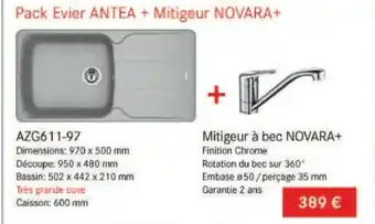 Copra Pack evier ANTEA + mitigeur NOVARA offre