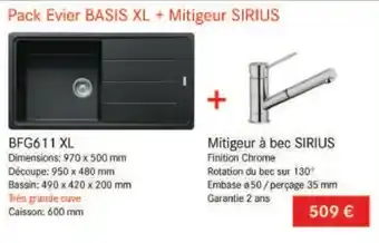 Pack evier BASIS XL + mitigeur SIRIUS