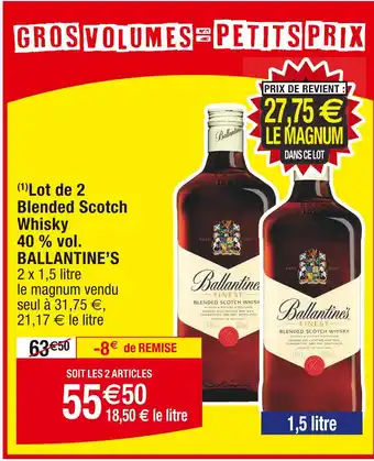 Cora x Carrefour BALLANTINE’S Lot de 2 Blended Scotch Whisky 40 % vol offre