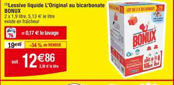 Cora x Carrefour BONUX (1) Lessive liquide L’Original au bicarbonate offre