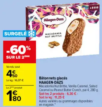 Carrefour Market Bâtonnets glacés HAAGEN-DAZS offre