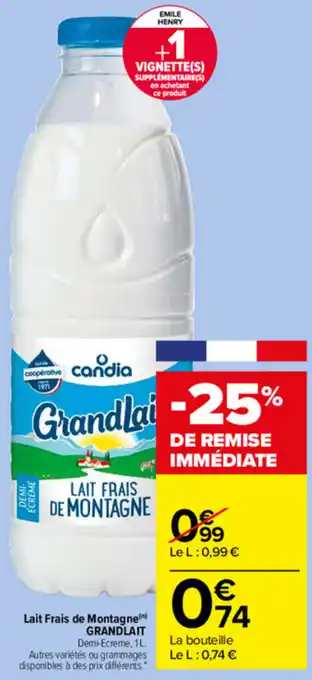 Lait frais de montagne GRANDLAIT
