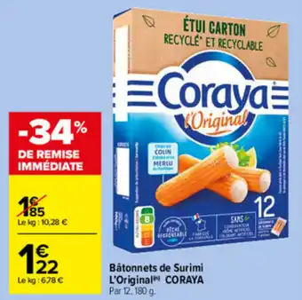 Carrefour Market Bâtonnets de surimi l'original CORAYA offre
