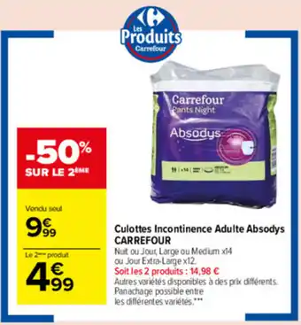 Carrefour Market Culottes incontinence adulte absodys CARREFOUR offre