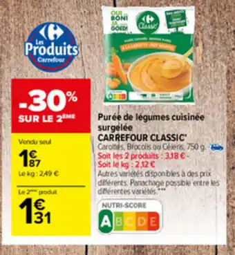 Carrefour Market Purée de légumes cuisinée surgelée CARREFOUR CLASSIC offre