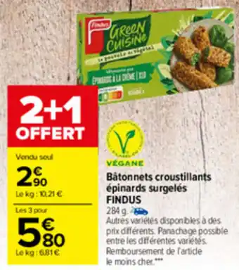 Carrefour Market Bâtonnets croustillants épinards surgelés FINDUS offre