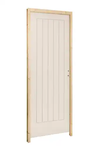 Castorama Bloc-porte Cottage 6 lignes blanc H.204 x l.83 cm, poussant gauche offre