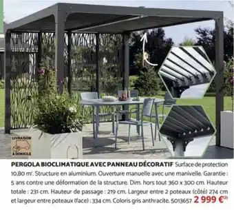 Bricomarché PERGOLA BIOCLIMATIQUE AVEC PANNEAU DÉCORATIF offre