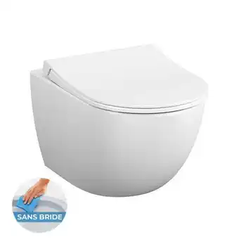 Bricorama Vitra Sento WC sans bride SmoothFlush + Abattant avec frein de chute, Blanc (7848-003-6147) offre