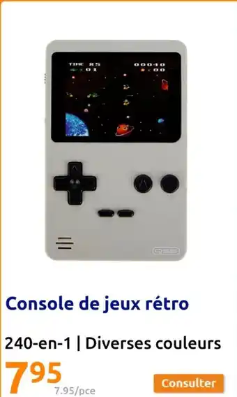 Action Console de jeux rétro 240-en-1 | Diverses couleurs 90 x 180 cm offre