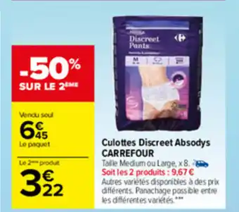Carrefour Culottes Discreet Absodys offre