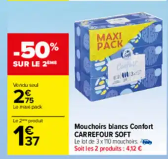 Carrefour Mouchoirs Blancs Confort offre