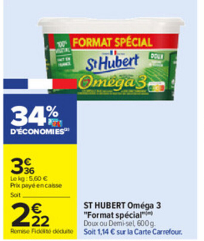 Promo St Hubert Oméga 3 chez Carrefour