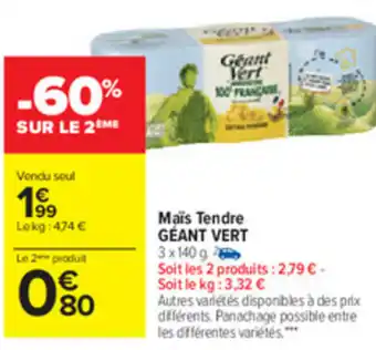 Carrefour Maïs Tendre Géant Vert offre
