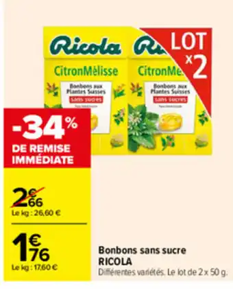 Carrefour Bonbons Sans Sucre Ricola offre