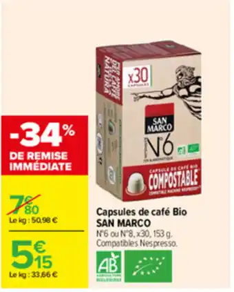 Carrefour Capsules de Café Bio offre
