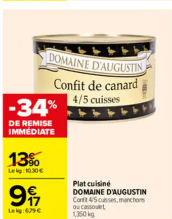 Carrefour Plat Cuisiné Domaine d'Augustin offre