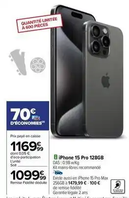 Carrefour Drive Apple - iphone 15 pro 128gb offre